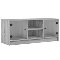 vidaXL TV Cabinet with Glass Doors TV Stand Entertainment Centre Smoked Oak - grey sonoma