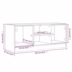 vidaXL TV Cabinet with Glass Doors TV Stand Entertainment Centre Smoked Oak - brown oak