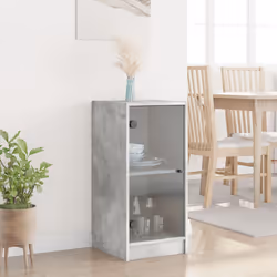 vidaXL Side Cabinet with Glass Doors Hall Storage Cabinet Cupboard Sonoma Oak - concrete grey - Additional view 2
