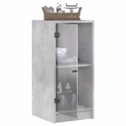 vidaXL Side Cabinet with Glass Doors Hall Storage Cabinet Cupboard Sonoma Oak - concrete grey - Additional view 4