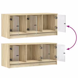 vidaXL TV Cabinet with Glass Doors TV Stand Entertainment Centre Sonoma Oak - Additional view 9