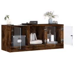 vidaXL TV Cabinet with Glass Doors TV Stand Entertainment Centre Smoked Oak - Additional view 4