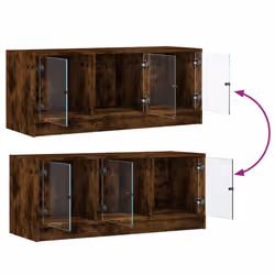 vidaXL TV Cabinet with Glass Doors TV Stand Entertainment Centre Smoked Oak - Additional view 9