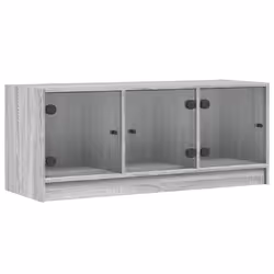 vidaXL TV Cabinet with Glass Doors TV Stand Entertainment Centre Grey Sonoma