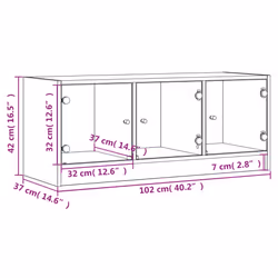 vidaXL TV Cabinet with Glass Doors TV Stand Entertainment Centre Grey Sonoma