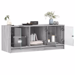 vidaXL TV Cabinet with Glass Doors TV Stand Entertainment Centre Grey Sonoma - Additional view 4
