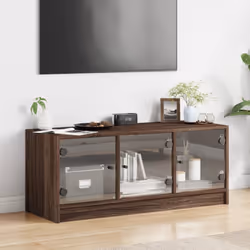 vidaXL TV Cabinet with Glass Doors TV Stand Entertainment Centre Brown Oak