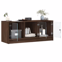 vidaXL TV Cabinet with Glass Doors TV Stand Entertainment Centre Brown Oak - Additional view 4
