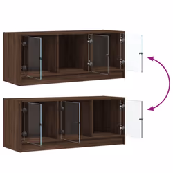vidaXL TV Cabinet with Glass Doors TV Stand Entertainment Centre Brown Oak - Additional view 9