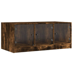 vidaXL Coffee Table with Glass Doors Hallway Tea Side End Table Sofa Table - smoked oak