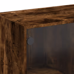 vidaXL Coffee Table with Glass Doors Hallway Tea Side End Table Sofa Table - smoked oak - Additional view 9
