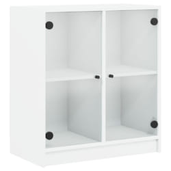 vidaXL Side Cabinet with Glass Doors Home Storage Cabinet Cupboard Side Board - white