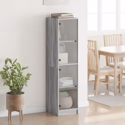 vidaXL Highboard with Glass Doors Sideboard Cupboard Side Cabinet Smoked Oak - grey sonoma - Additional view 2