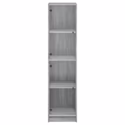 vidaXL Highboard with Glass Doors Sideboard Cupboard Side Cabinet Smoked Oak - grey sonoma - Additional view 5