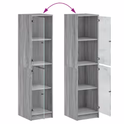 vidaXL Highboard with Glass Doors Sideboard Cupboard Side Cabinet Smoked Oak - grey sonoma - Additional view 8