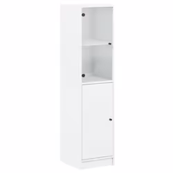 vidaXL Highboard with Glass Door Tall Sideboard Cupboard Home Storage Cabinet - white
