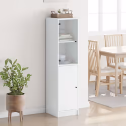 vidaXL Highboard with Glass Door Tall Sideboard Cupboard Home Storage Cabinet - white