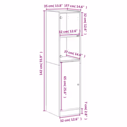 vidaXL Highboard with Glass Door Tall Sideboard Cupboard Home Storage Cabinet - white