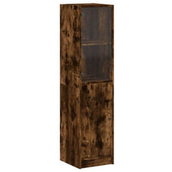 vidaXL Highboard with Glass Door Tall Sideboard Cupboard Home Storage Cabinet - smoked oak