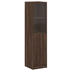 vidaXL Highboard with Glass Door Tall Sideboard Cupboard Home Storage Cabinet - brown oak