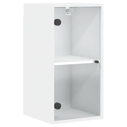 vidaXL Wall Cabinet with Glass Doors Bathroom Wall Storage Cabinet Grey Sonoma - white