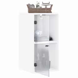 vidaXL Wall Cabinet with Glass Doors Bathroom Wall Storage Cabinet Grey Sonoma - white - Additional view 4