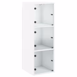 vidaXL Wall Cabinet with Glass Doors Bathroom Floating Storage Cabinet White - white
