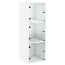 vidaXL Wall Cabinet with Glass Doors Bathroom Floating Storage Cabinet White - white