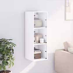 vidaXL Wall Cabinet with Glass Doors Bathroom Floating Storage Cabinet White - white