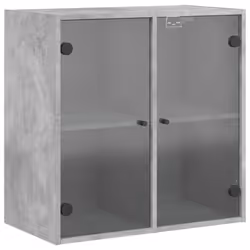 vidaXL Wall Cabinet with Glass Doors Bathroom Cupboard Wall Storage Cabinet - concrete grey
