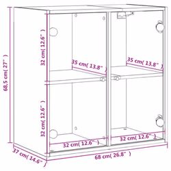 vidaXL Wall Cabinet with Glass Doors Bathroom Cupboard Wall Storage Cabinet - concrete grey