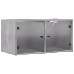 vidaXL Wall Cabinets with Glass Doors Bathroom Cupboard Wall Storage Cabinet - concrete grey, 2 pcs - Additional view 5