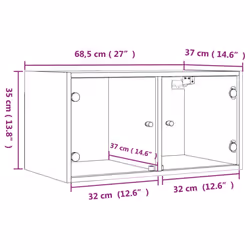vidaXL Wall Cabinets with Glass Doors Bathroom Cupboard Wall Storage Cabinet - grey sonoma, 2 pcs - Additional view 3