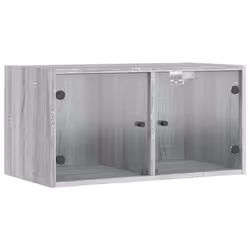 vidaXL Wall Cabinets with Glass Doors Bathroom Cupboard Wall Storage Cabinet - grey sonoma, 2 pcs - Additional view 5