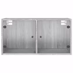 vidaXL Wall Cabinets with Glass Doors Bathroom Cupboard Wall Storage Cabinet - grey sonoma, 2 pcs - Additional view 6