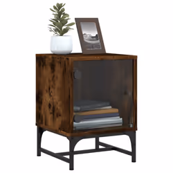 vidaXL Bedside Cabinets with Glass Doors Nightstand End Table 2 pcs Smoked Oak - Additional view 4
