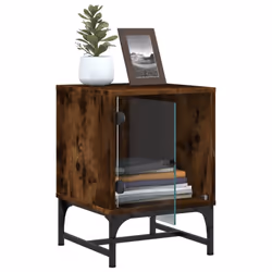 vidaXL Bedside Cabinets with Glass Doors Nightstand End Table 2 pcs Smoked Oak - Additional view 5