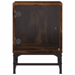 vidaXL Bedside Cabinets with Glass Doors Nightstand End Table 2 pcs Smoked Oak - Additional view 6