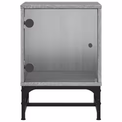 vidaXL Bedside Cabinet with Glass Door Nightstand Side End Table Grey Sonoma - Additional view 5