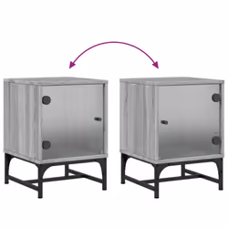 vidaXL Bedside Cabinet with Glass Door Nightstand Side End Table Grey Sonoma - Additional view 9
