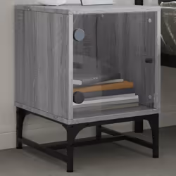 vidaXL Bedside Cabinets with Glass Doors Bed Side Table 2 pcs Grey Sonoma - Additional view 2