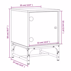 vidaXL Bedside Cabinets with Glass Doors Bed Side Table 2 pcs Grey Sonoma - Additional view 3