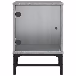 vidaXL Bedside Cabinets with Glass Doors Bed Side Table 2 pcs Grey Sonoma - Additional view 6
