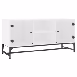 vidaXL TV Cabinet with Glass Doors Home TV Stand Entertainment Centre TV Unit - white
