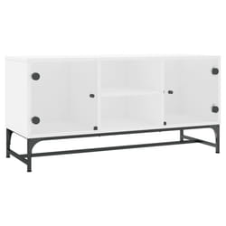 vidaXL TV Cabinet with Glass Doors Home TV Stand Entertainment Centre TV Unit - white