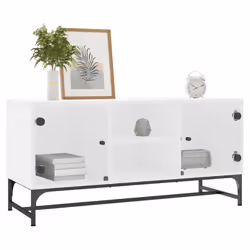 vidaXL TV Cabinet with Glass Doors Home TV Stand Entertainment Centre TV Unit - white