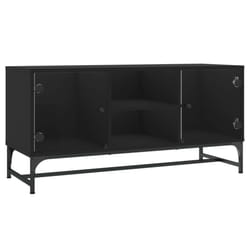 vidaXL TV Cabinet with Glass Doors Home TV Stand Entertainment Centre TV Unit - black