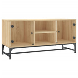 vidaXL TV Cabinet with Glass Doors Home TV Stand Entertainment Centre TV Unit - sonoma oak