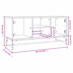 vidaXL TV Cabinet with Glass Doors Home TV Stand Entertainment Centre TV Unit - sonoma oak