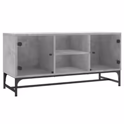 vidaXL TV Cabinet with Glass Doors Home TV Stand Entertainment Centre TV Unit - concrete grey